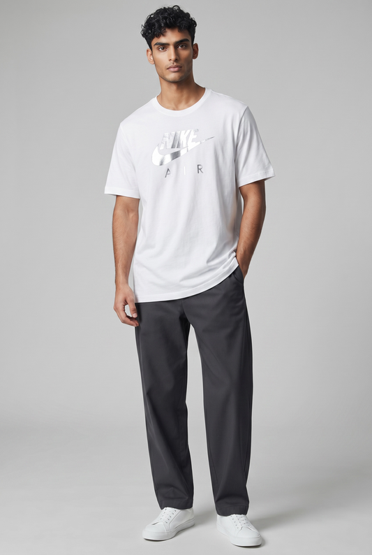 Polo Deportivo Hombre Estampado Blanco